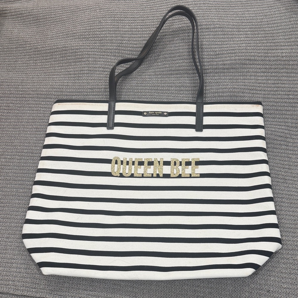 Kate Spade Black and White Striped Tote